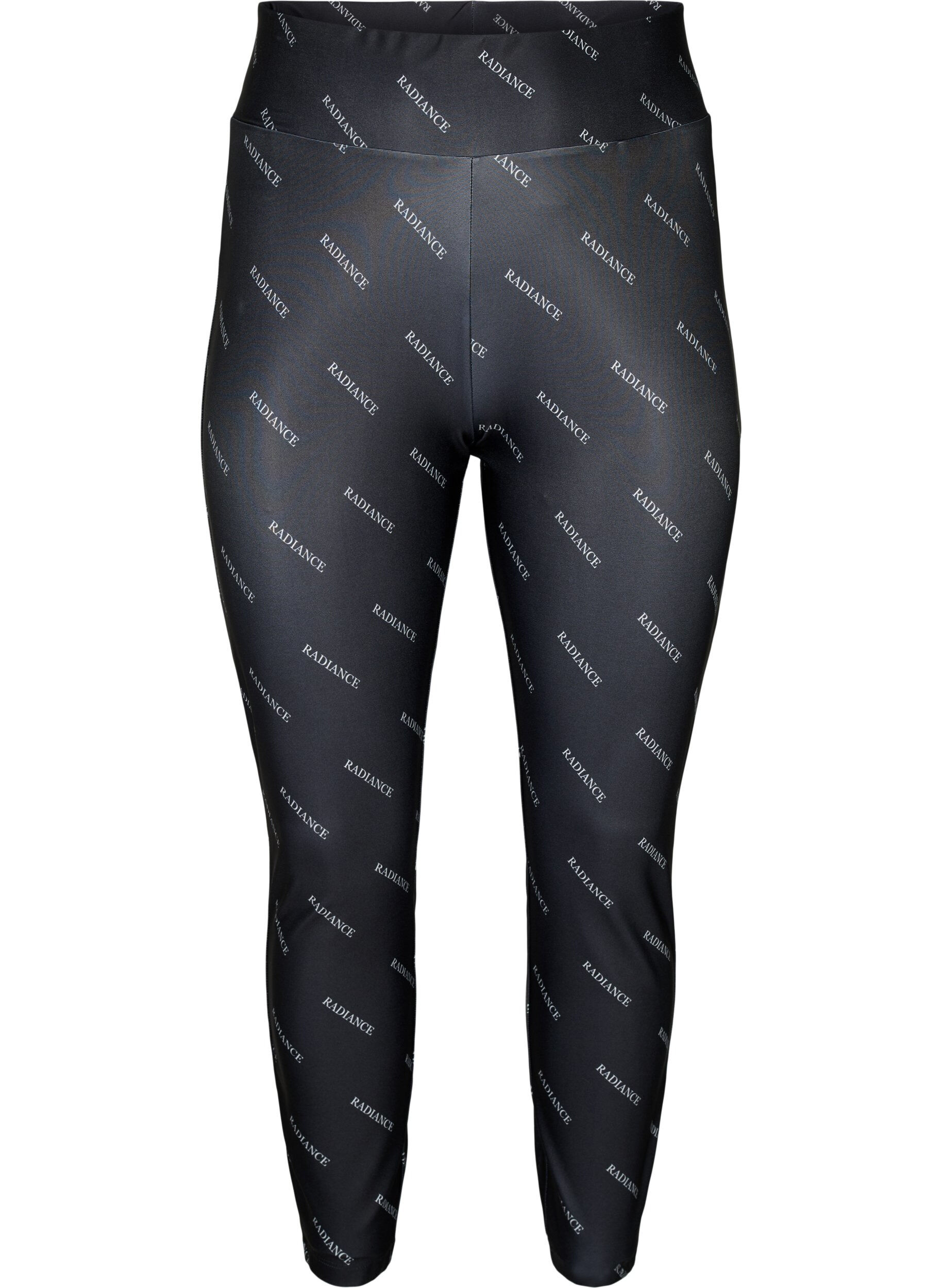 Zizzi Leggings imprim&eacute;s de texte, Black Radiance, Packshot image number 0