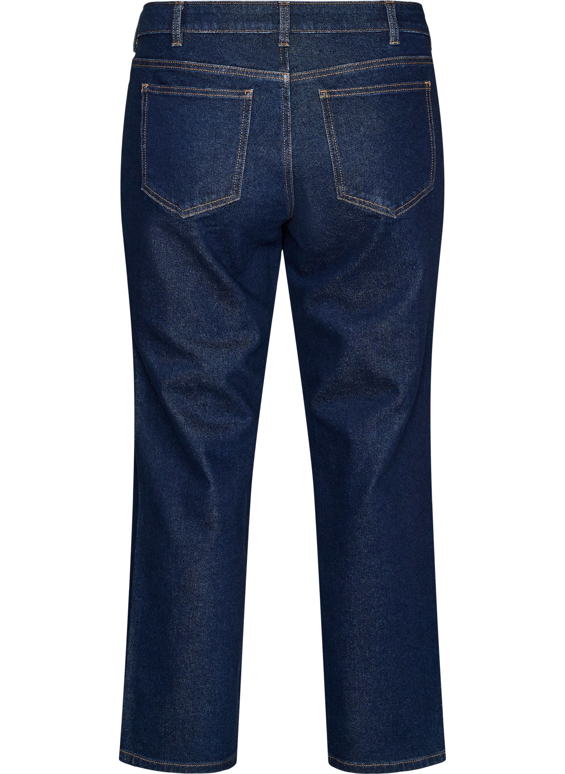 ZizziGecropte straight-fit jeans met een normale taille, Blauw, Packshot image number 1