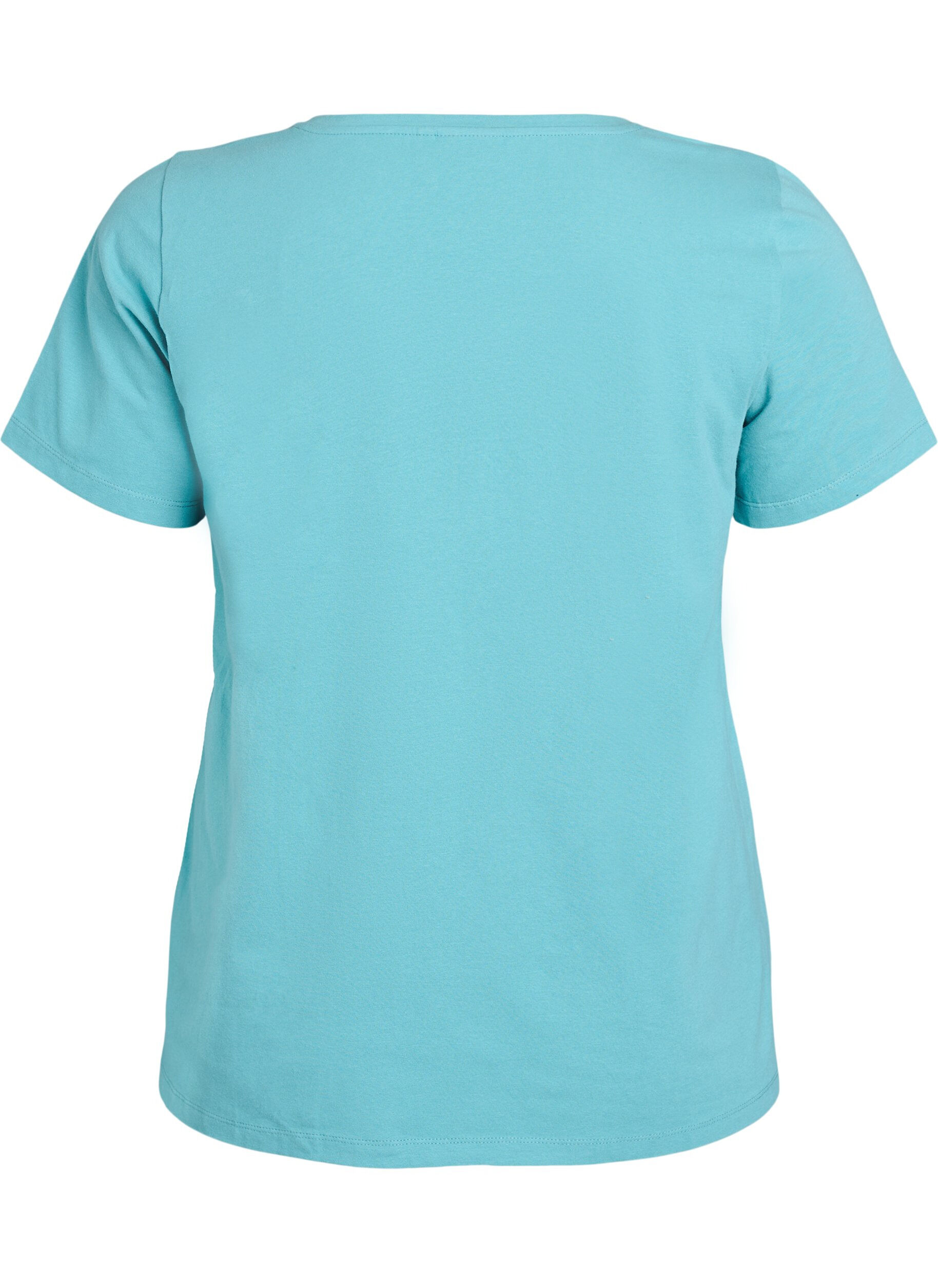 ZizziBasic effen katoenen t-shirt, Blauw, Packshot image number 1