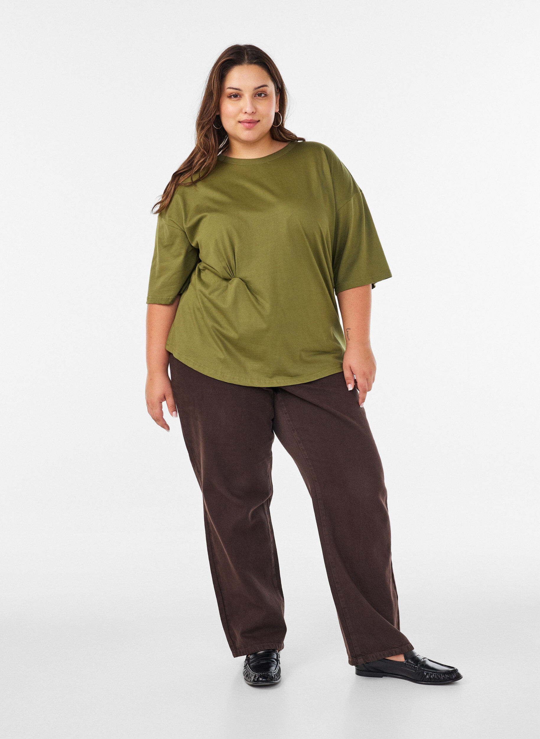 ZizziT-shirt avec d&eacute;tail drap&eacute;, Vert, Model image number 1