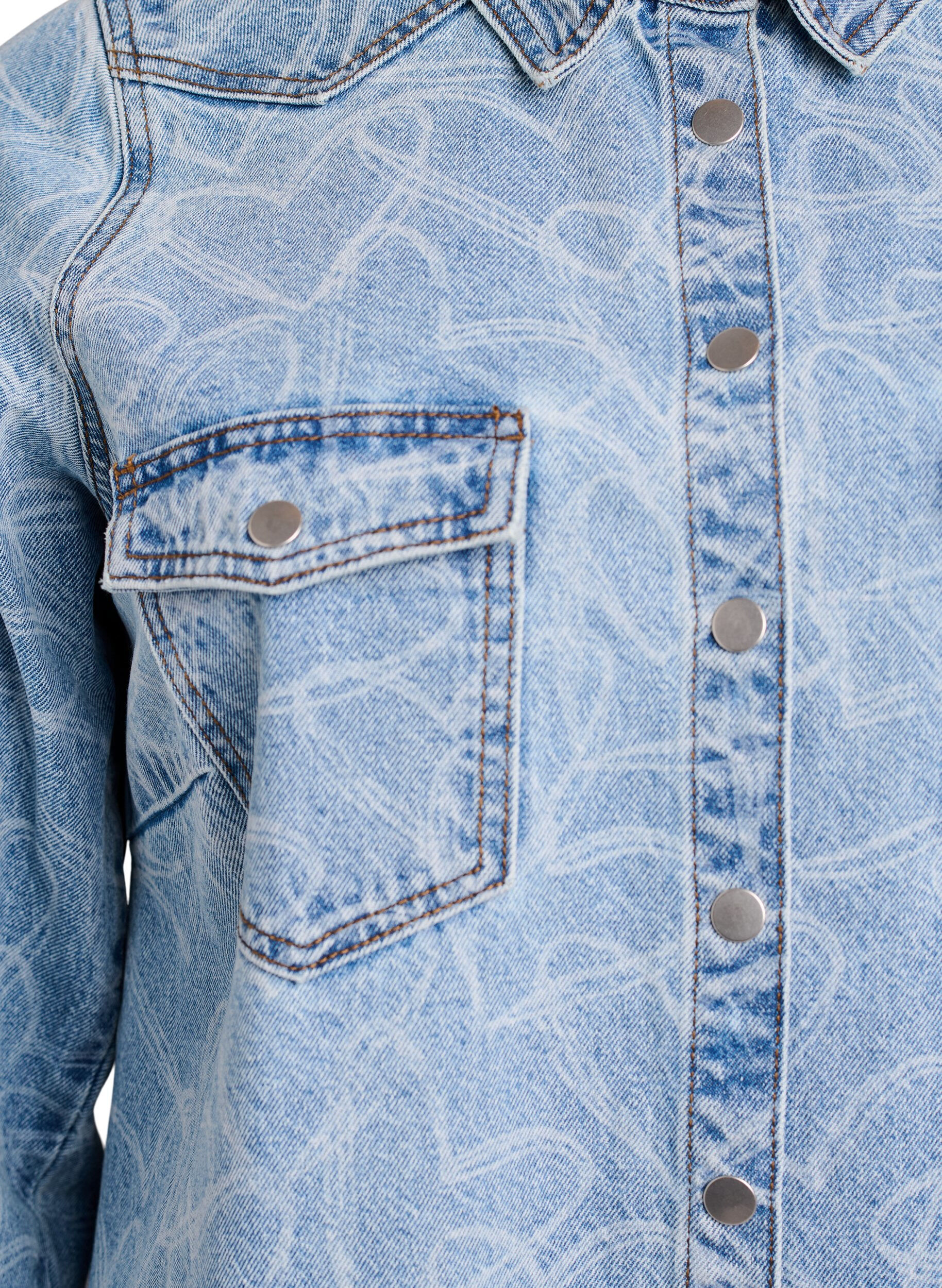 ZizziDenim jurk met hartjespatroon, Blauw, Packshot image number 2