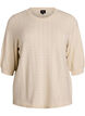 Gebreide blouse met structuurpatroon en korte mouwen, Beige, Packshot image number 0