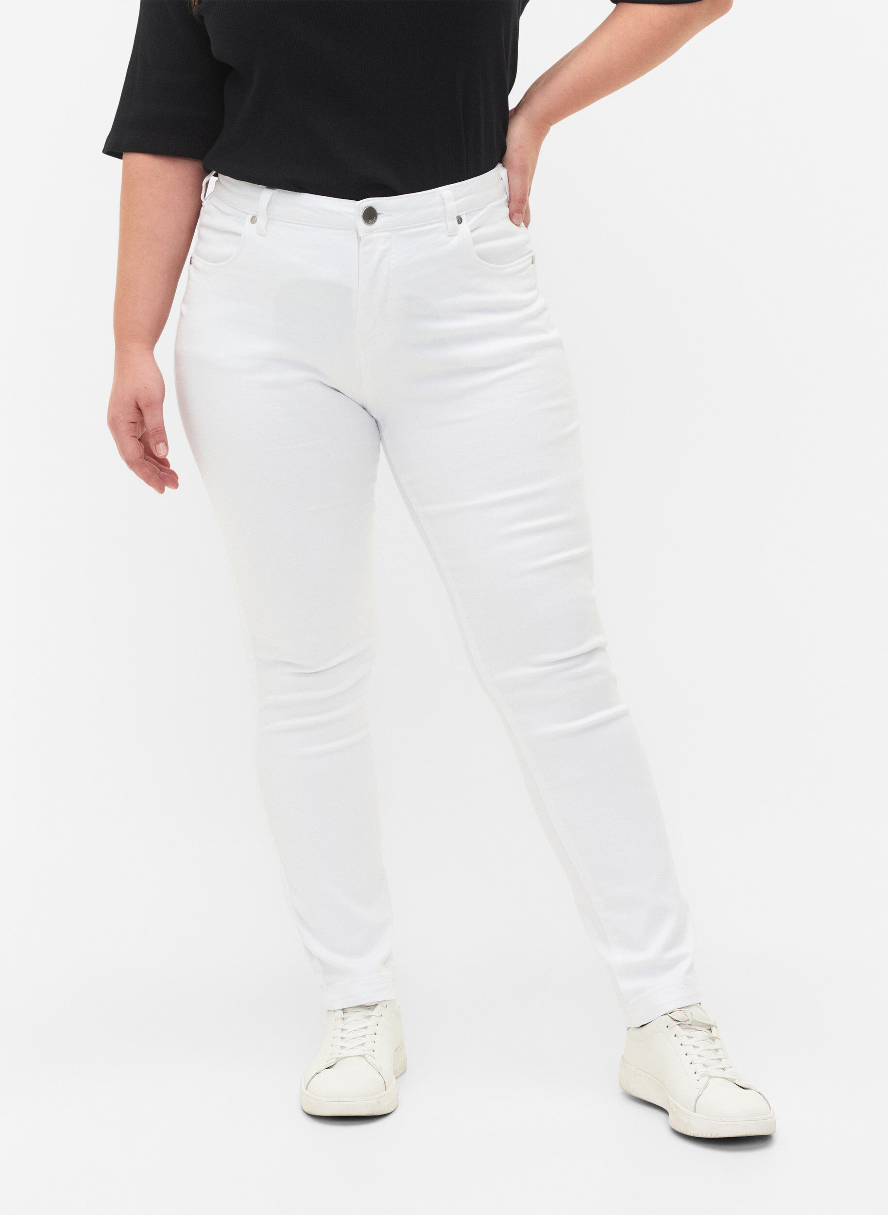ZizziSlim fit Emily jeans met normale taille, Wit, Model image number 2