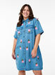 Robe courte en denim avec broderies florales, LBD w. Flower, Model image number 0
