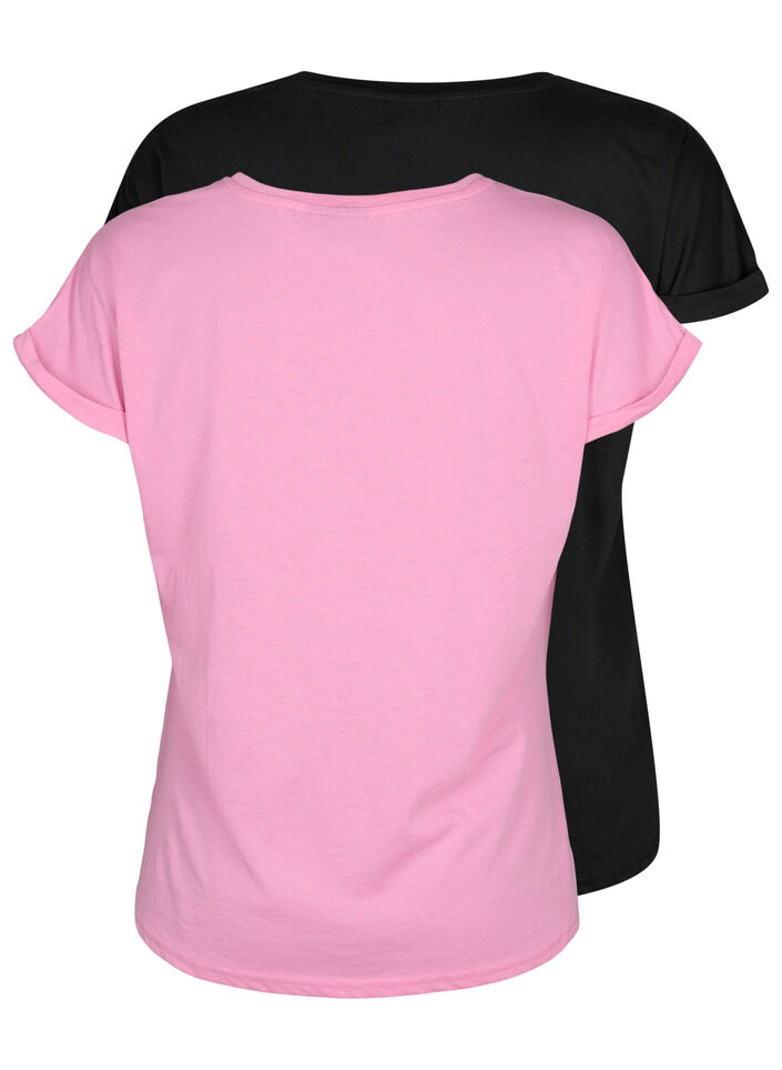 2-pack T-shirts met korte mouwen, Roze, Packshot image number 1