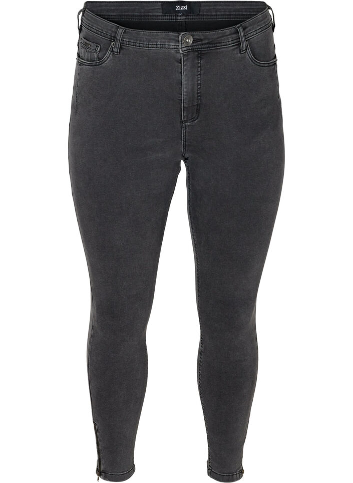 Cropped Amy jeans met rits, Grijs, Packshot image number 0
