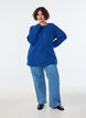 Pull en maille avec motif diagonal et manches raglan, Bleu, Model image number 1