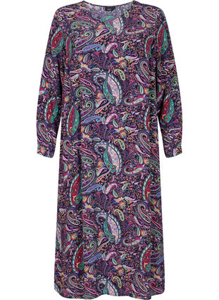 Viscose midi-jurk met paisleyprint, Multi Paisley, Packshot image number 0