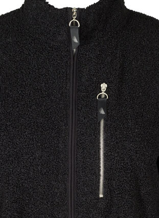 Cardigan en peluche avec fermeture éclair, Black, Packshot image number 2