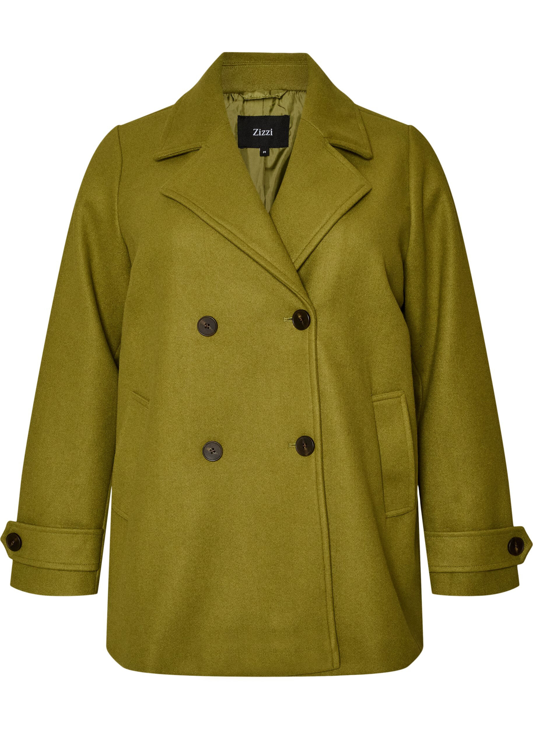 ZizziKorte jas met dubbele knoopsluiting, Groen, Packshot image number 0