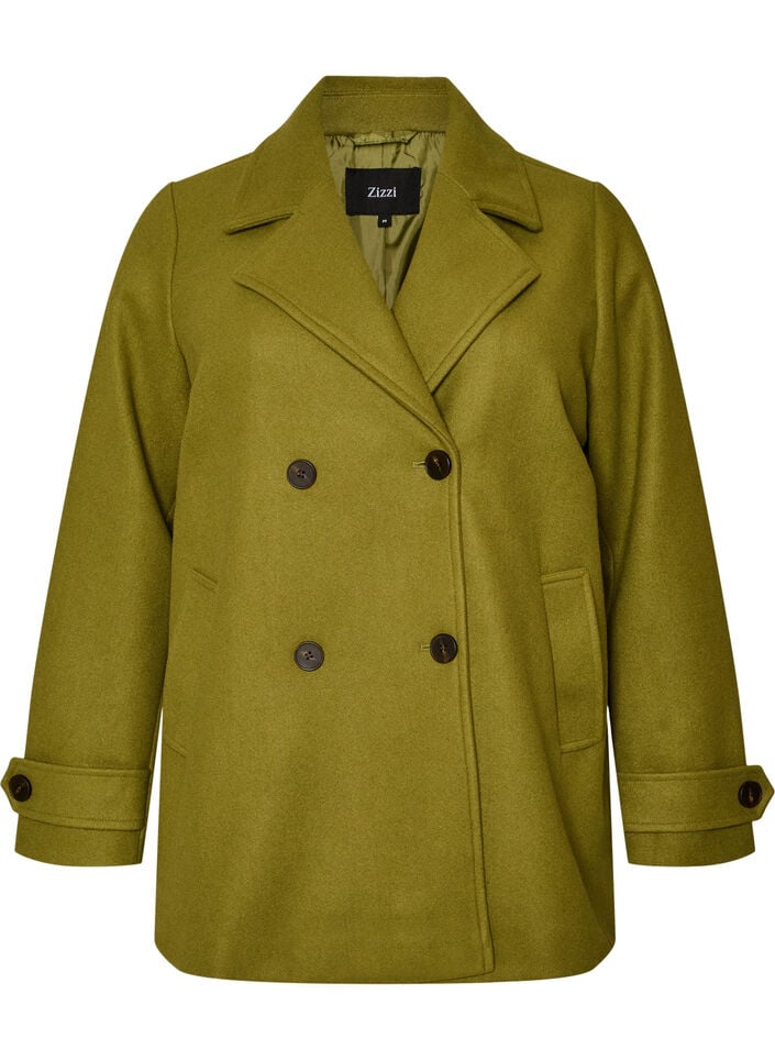 Korte jas met dubbele knoopsluiting, Groen, Packshot image number 0