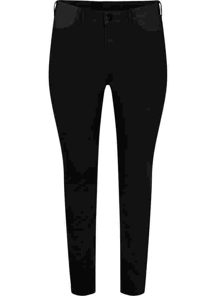 Super slim Amy jeans met elastiek in de taille, Black, Packshot