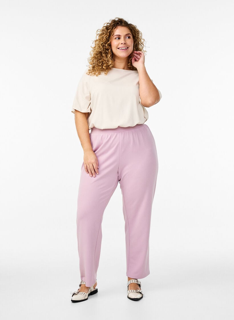 Pantalon &agrave; coupe droite, Rose poudr&eacute;e, Model image number 0