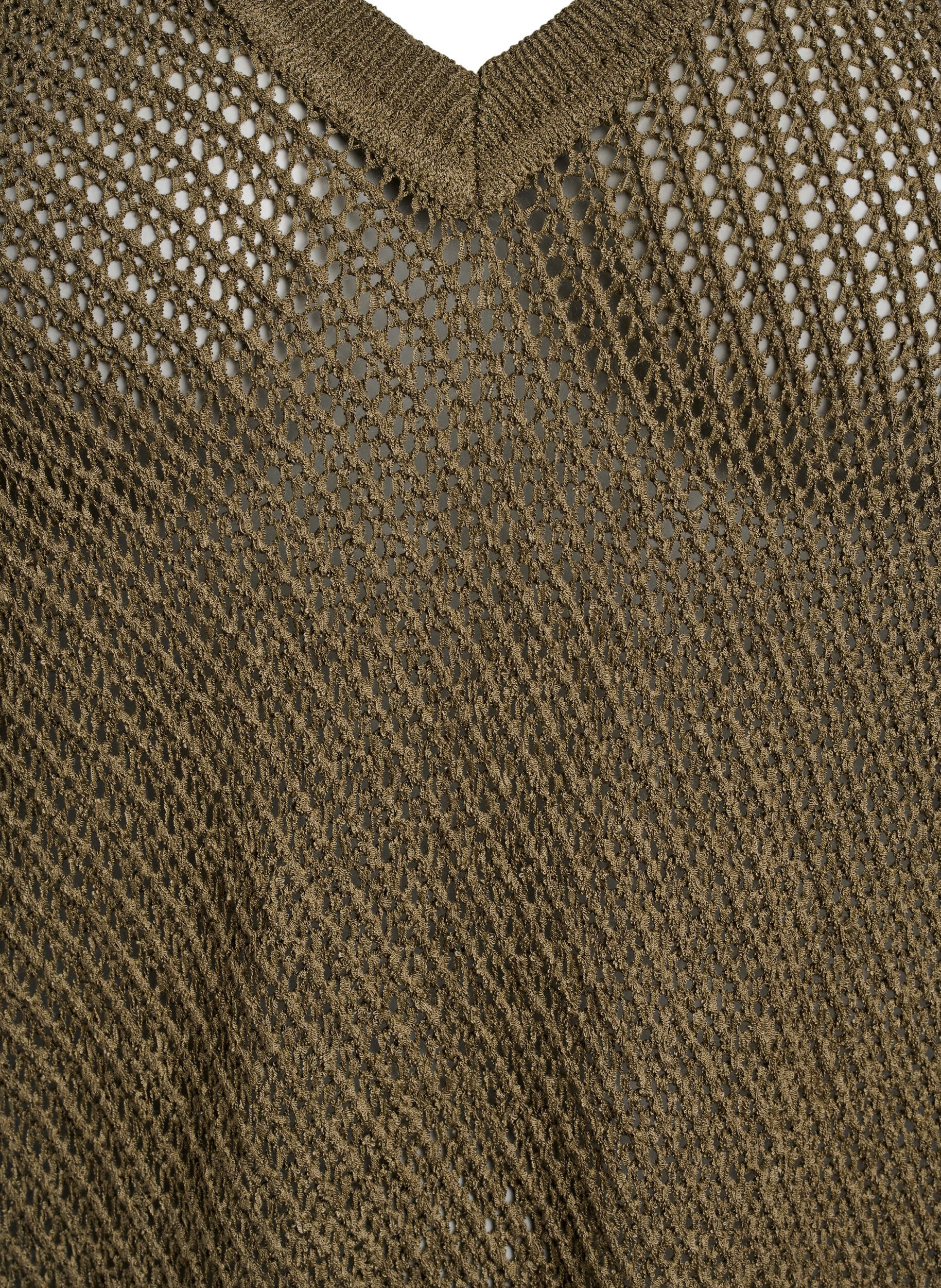 Zizzi FLASH - Chemisier en maille &agrave; manches courtes avec col en V, Vert Kaki, Packshot image number 2