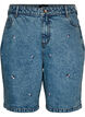 Short en jean taille haute avec des motifs brod&eacute;s, Bleu, Packshot image number 0