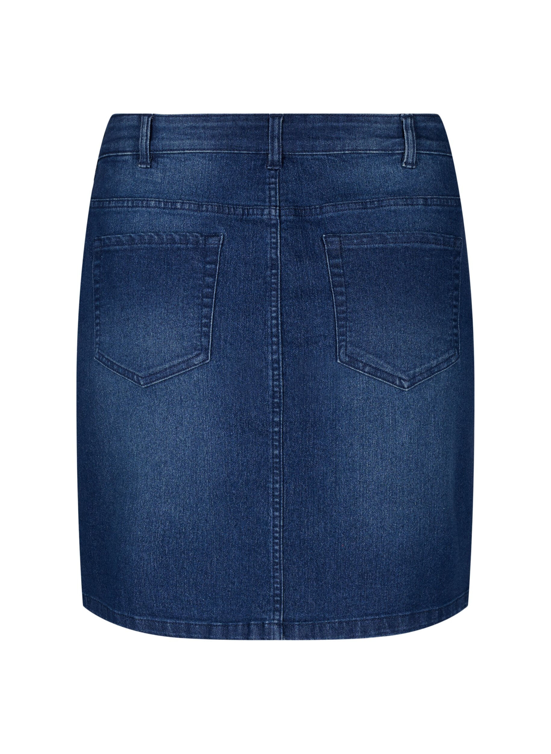 ZizziFLASH - Denim rok met knoopsluiting, Blauw, Packshot image number 1