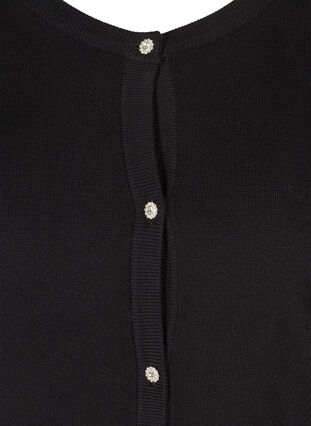 Kort gebreid vest met decoratieve knopen, Black, Packshot image number 2