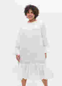 robe en viscose avec détails en dentelle, Off White, Model