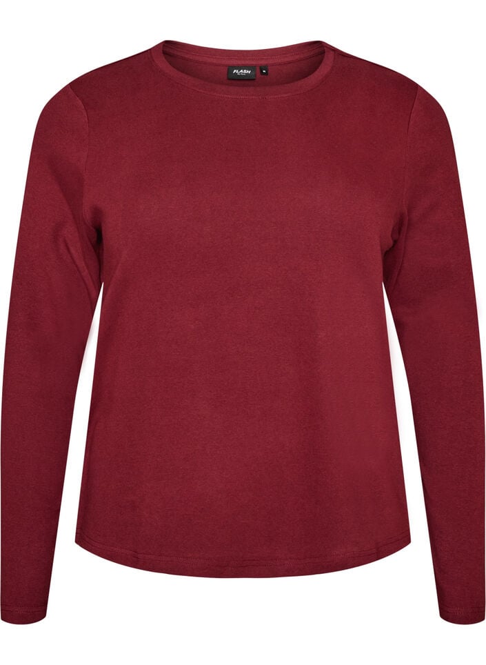 Basic T-shirt met lange mouwen en ronde hals, Rood, Packshot image number 0