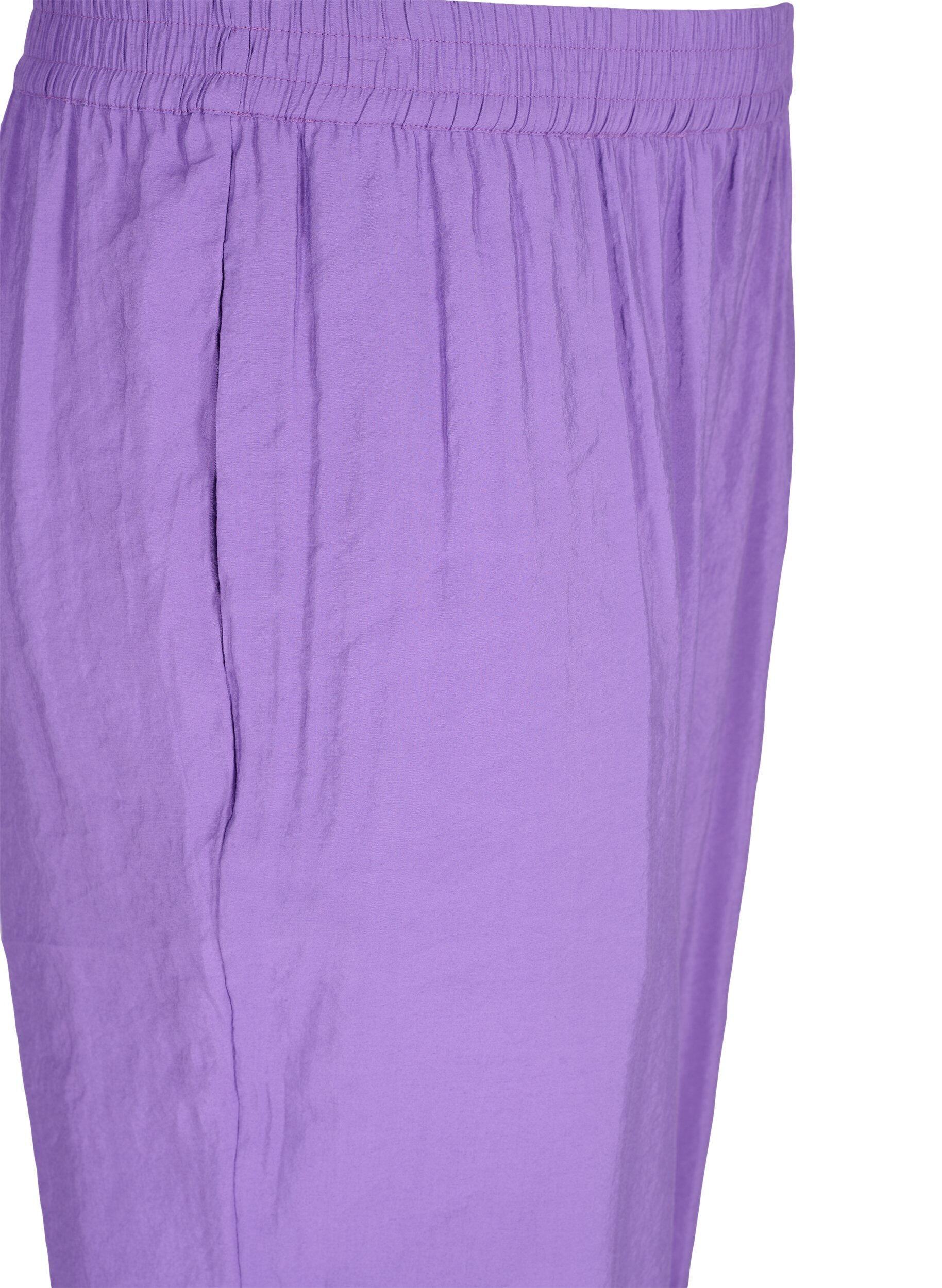 Zizzi Pantalon ample en m&eacute;lange de viscose avec bord &eacute;lastiqu&eacute;, Royal Lilac, Packshot image number 2