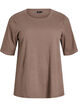 Geribde jersey blouse met korte mouwen, Bruin, Packshot image number 0