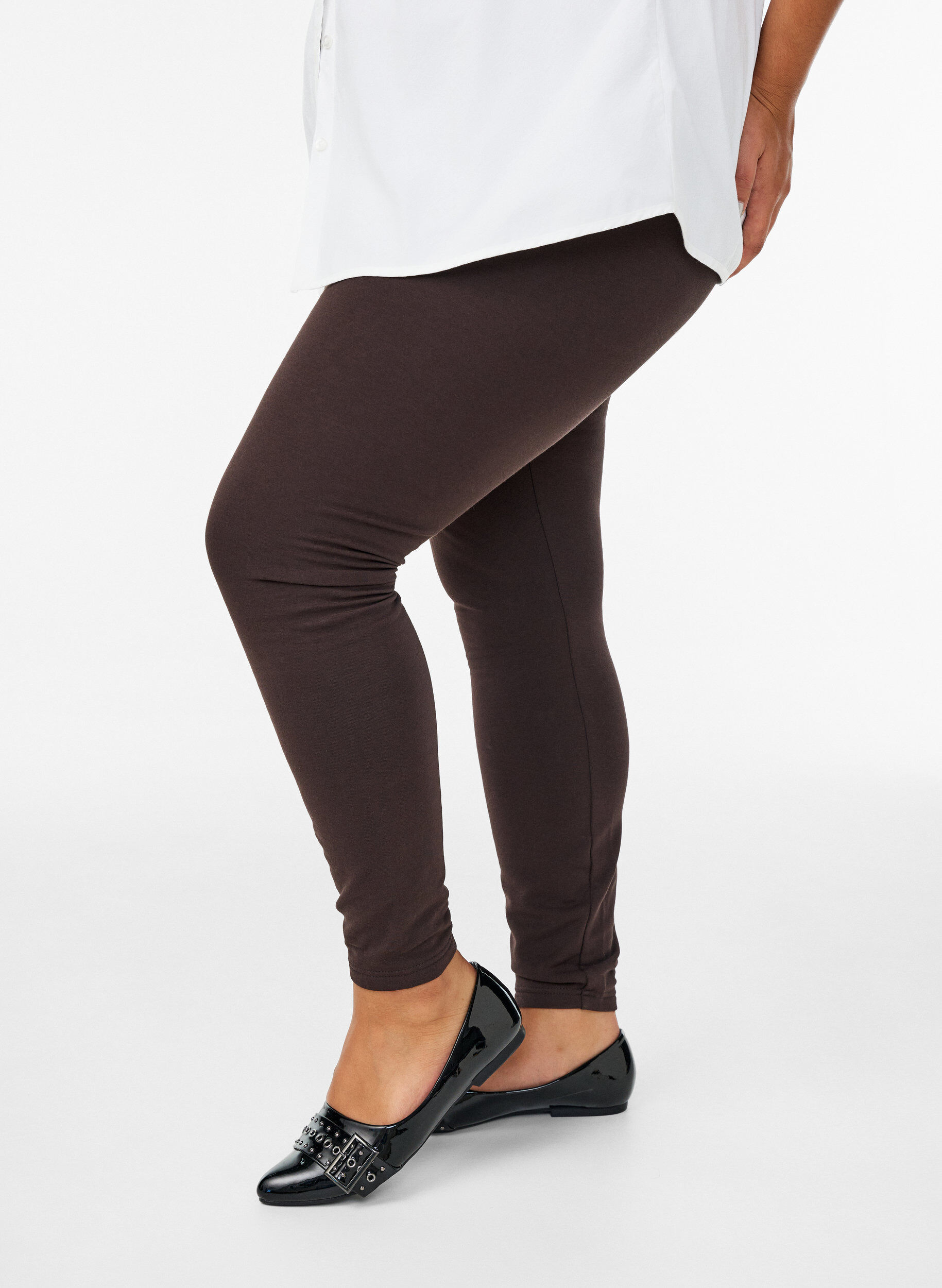 Katoenen legging met voering, Bruin, Model