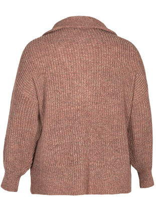 Blouse en maille chinée avec un zip et de la laine, Russet Mel, Packshot image number 1