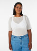 Top en maille avec manches courtes et col rond, Vanille, Model image number 0