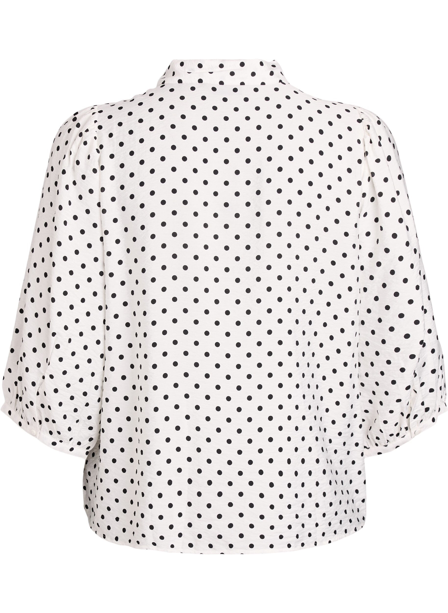 ZizziChemisier &agrave; pois et manches 3/4, Blanc, Packshot image number 1