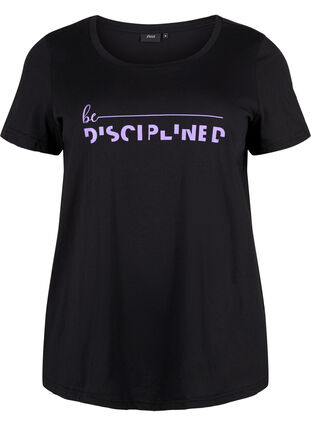 Sport-T-shirt met print, Black w. Disciplined, Packshot image number 0