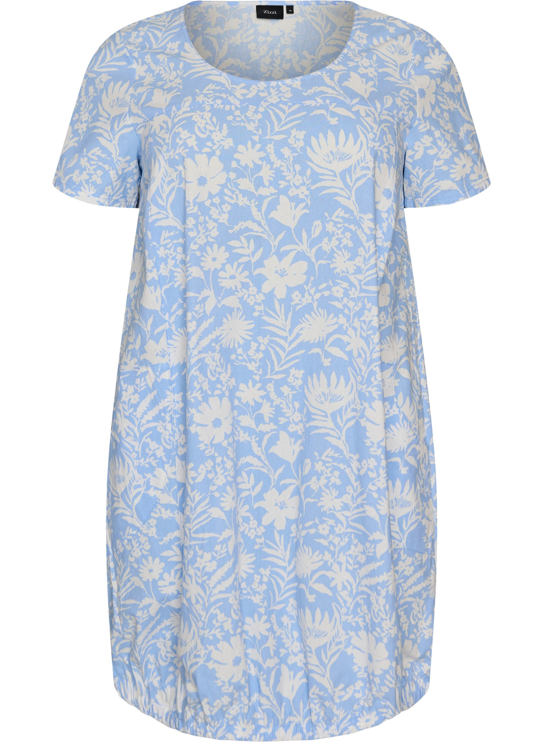 Robe en coton &agrave; manches courtes avec imprim&eacute;