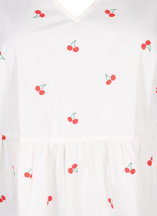 Robe en trapèze avec imprimé cerise, B. White/Cherry, Packshot image number 2