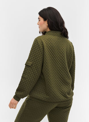 Gewatteerde sweater met rits, Ivy Green, Model image number 1