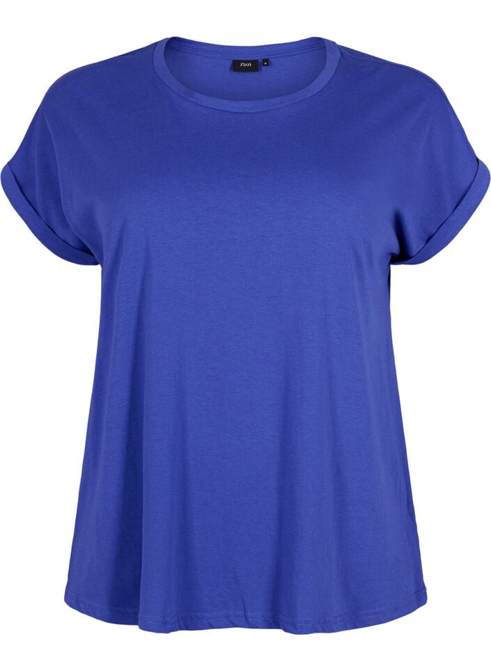 T-shirt met korte mouwen van katoenmix, Blauw, Packshot image number 0