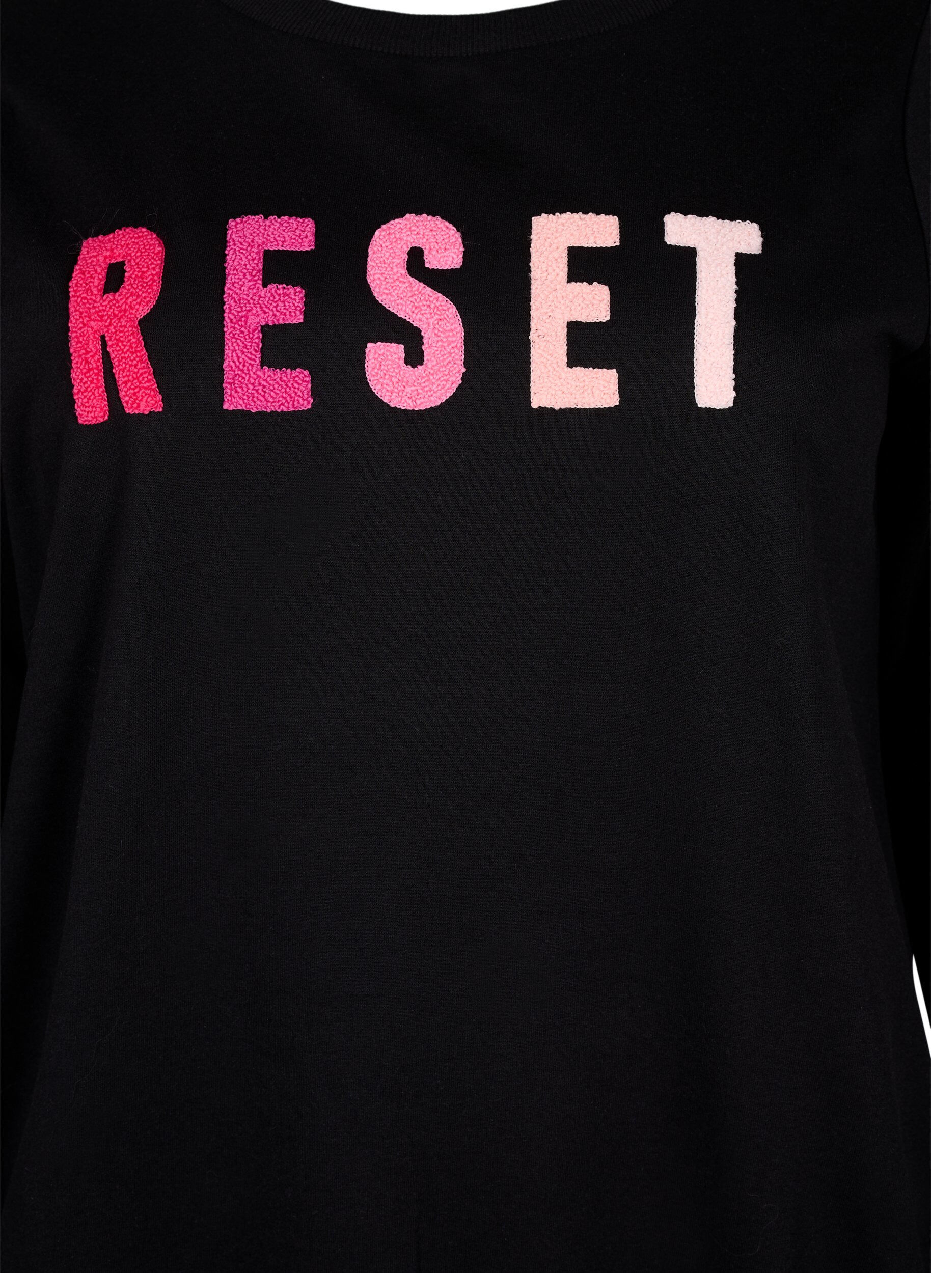 ZizziSweatshirt met tekst, Black W. Reset, Packshot image number 2