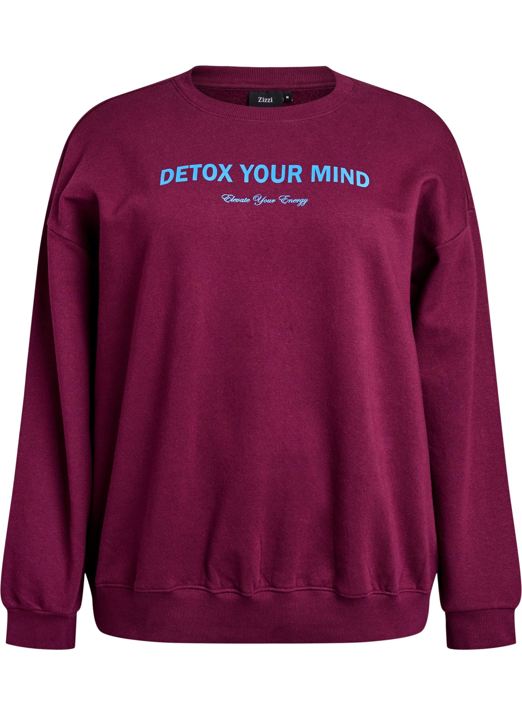 ZizziHet sweatshirt met tekstprint, Donker Bordeaux, Packshot image number 0
