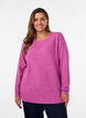 Blouse en maille chin&eacute;e avec col rond, Violet, Model image number 0