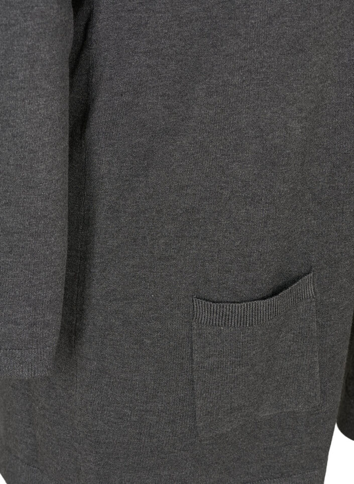 Lang gebreid vest in viscosemix, Grijs, Packshot image number 3