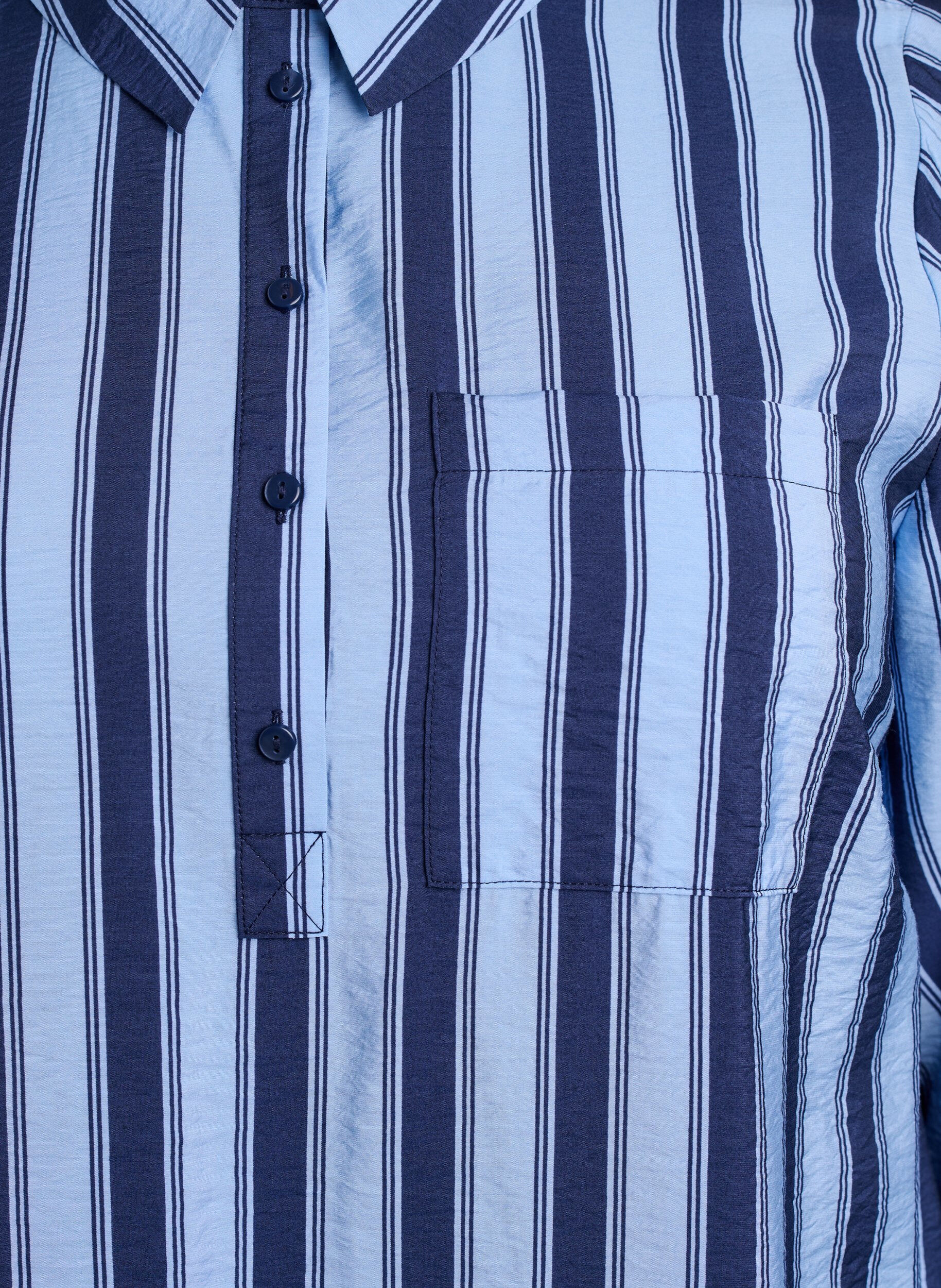 ZizziKorte jurk met kraag en borstzak, Blauw, Packshot image number 2