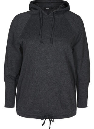 Sweatshirt met verstelbare onderkant, Black Mel., Packshot image number 0