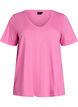 Basic t-shirt met korte mouwen en v-hals, Roze, Packshot image number 0