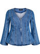 Denimjack met vormende naden en een V-hals, Blauw, Packshot image number 0