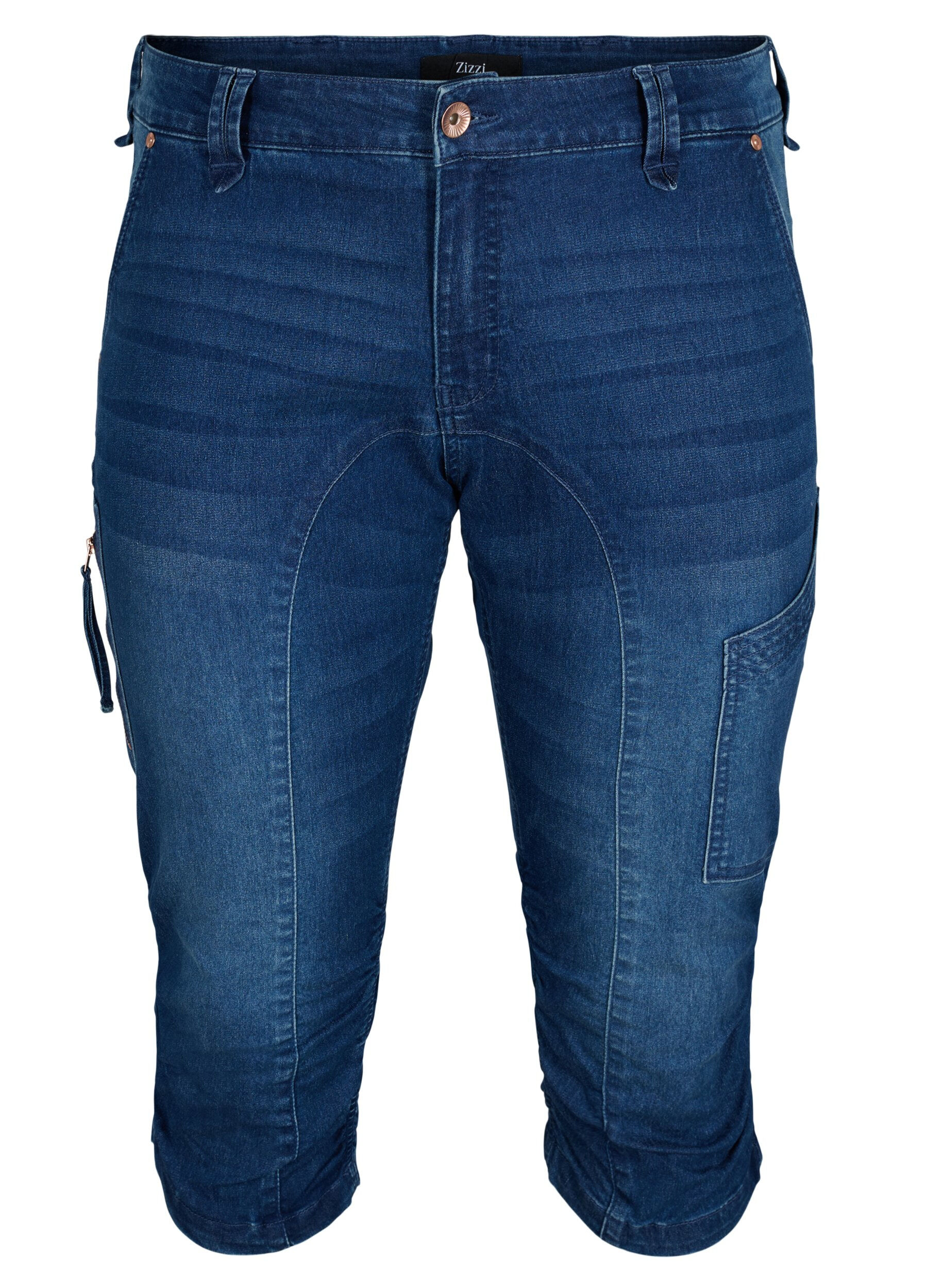 Zizzi Jean capri coupe slim avec poches, Bleu, Packshot image number 0