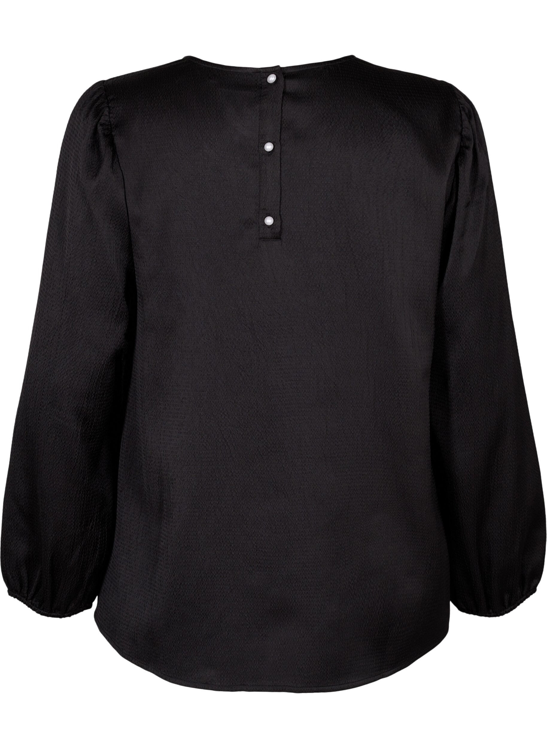 Zizzi Blouse &agrave; manches longues et col rond, Black, Packshot image number 1