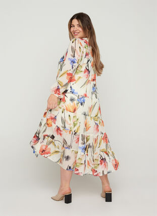 Midi-jurk met print, knopen en a-lijn, Snow White AOP, Model image number 1