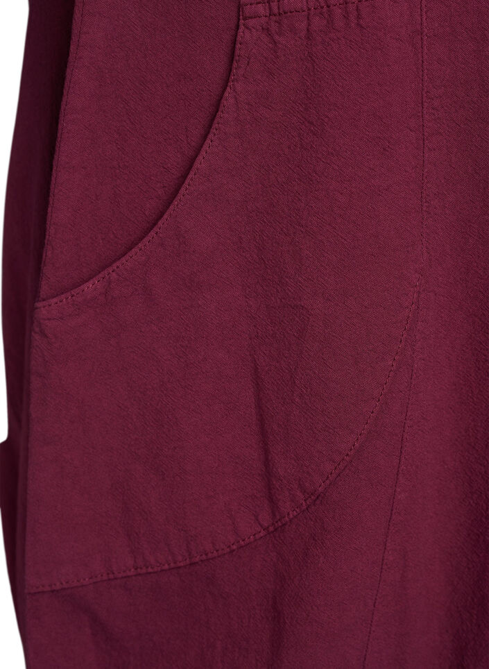 Katoenen jurk met korte mouwen, Donker Bordeaux, Packshot image number 3