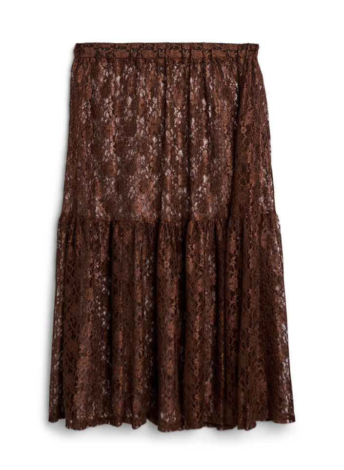 Jupe maxi en dentelle, Marron, Packshot image number 0