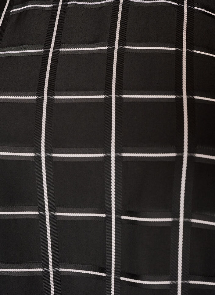 Blouse met ruitjes, kanten afwerking en ellebooglange mouwen, Zwart, Packshot image number 2
