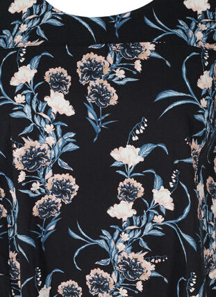Robe en coton imprimé à manches courtes, Black Flower, Packshot image number 2