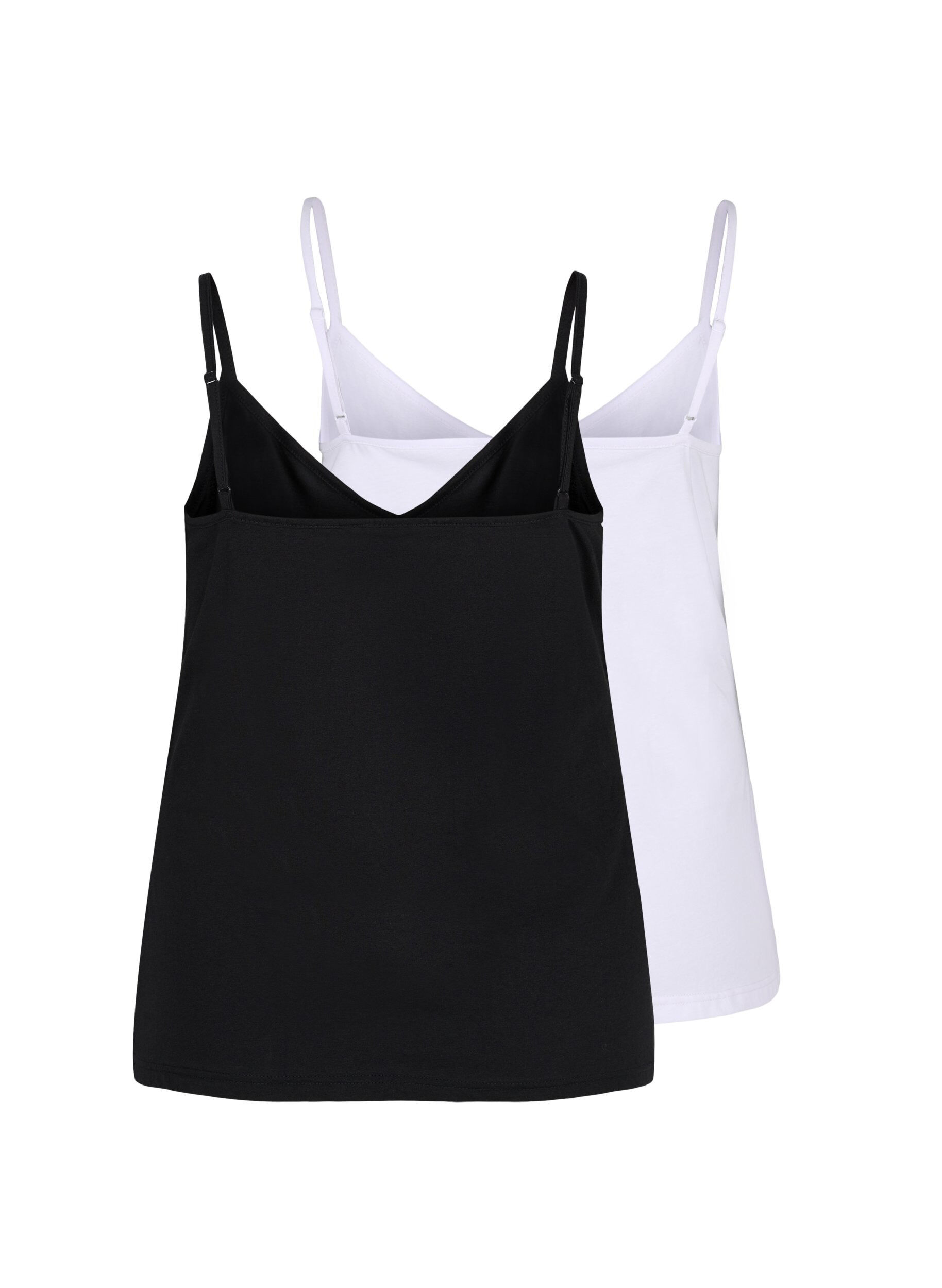 ZizziSet van 2 basic tops in katoen, Black/Bright White, Packshot image number 1